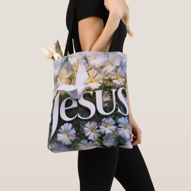 Palavra Jesus tote bags cristãos (Close Up)