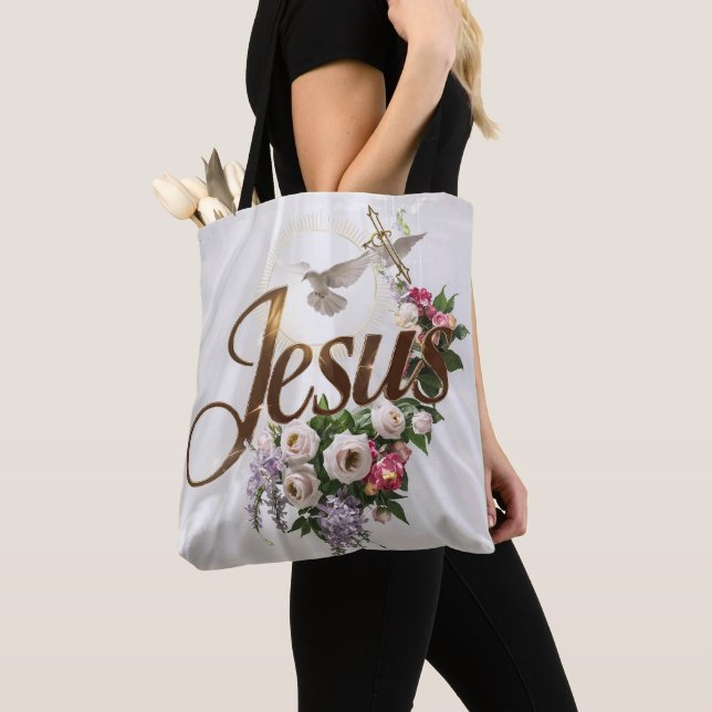 Palavra Jesus tote bags cristãos (Close Up)