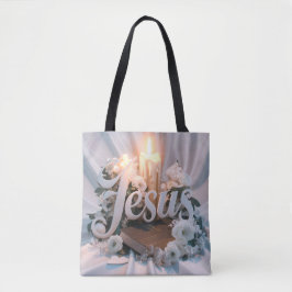 Palavra Jesus tote bags cristãos