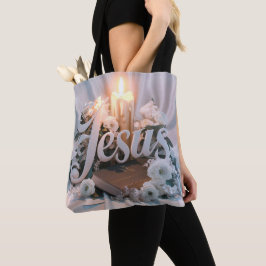 Palavra Jesus tote bags cristãos