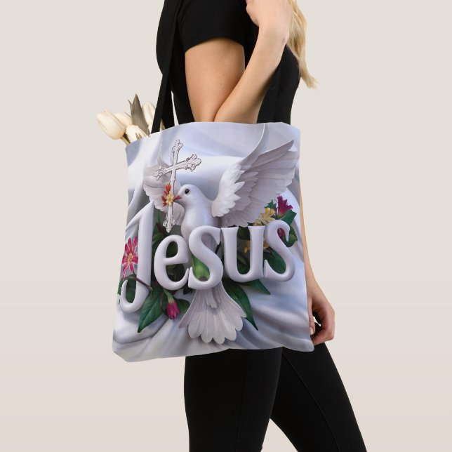 Palavra Jesus tote bags cristãos (Close Up)