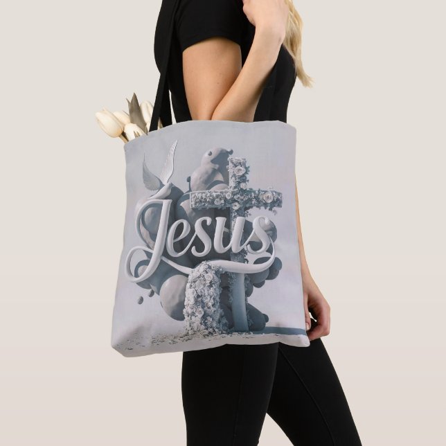 Palavra Jesus tote bags cristãos (Close Up)