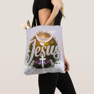 Palavra Jesus tote bags cristãos