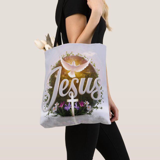 Palavra Jesus tote bags cristãos (Close Up)