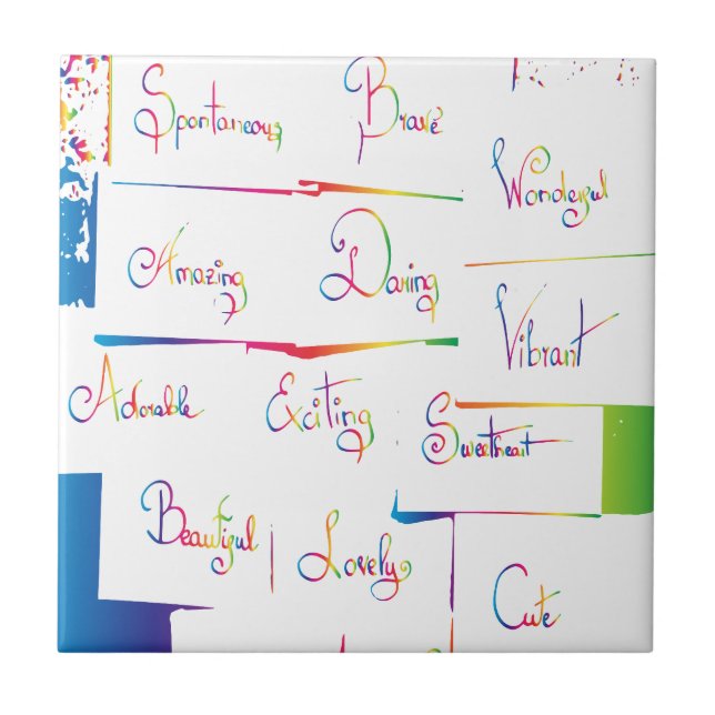 Palavras colorido positivas manuscritas (Frente)