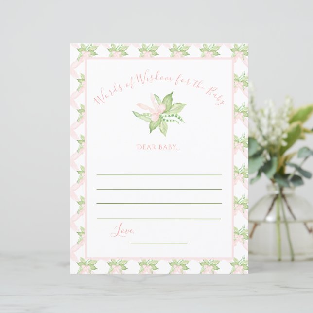 Palavras cor-de-rosa do jogo da Chá de fraldas de  (Em pé/Frente)