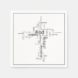 palavras cristãs cruzam guardanapos de papel