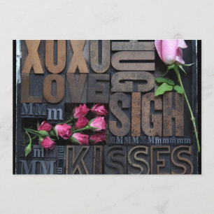 palavras de amor no convite do tipo letterpress