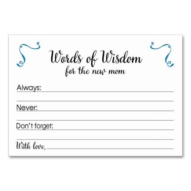 Palavras de Conselhos Sabedoria Cartões Nova Mãe C (Frente)