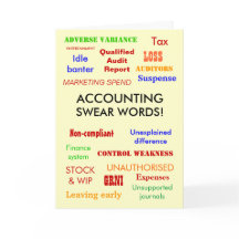 Palavras de juramento de contabilidade! Cartão de 
