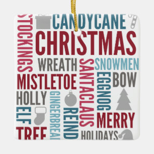 Palavras de Natal Ornamento Cerâmico Feriado