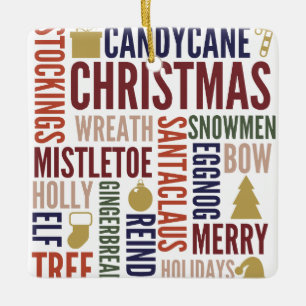 Palavras de Natal Ornamento Cerâmico Feriado