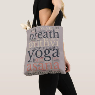 Palavras de Termos de Yoga Sutile Shoulder Tote Ba