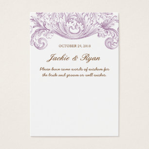 Palavras do casamento vintage do roxo do cartão d