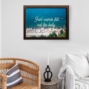 Palavras justas não enchem o poster do provérbio d