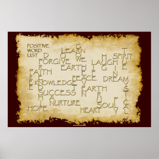 PALAVRAS POSITIVAS Texto do Ouro 3D no Poster do P