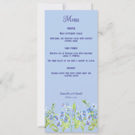 Pale Azul Esqueça-me Não Flores Cartão de Menu de