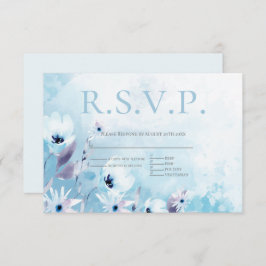 Pale Blue Anemone Flowers Menu Choice RSVP