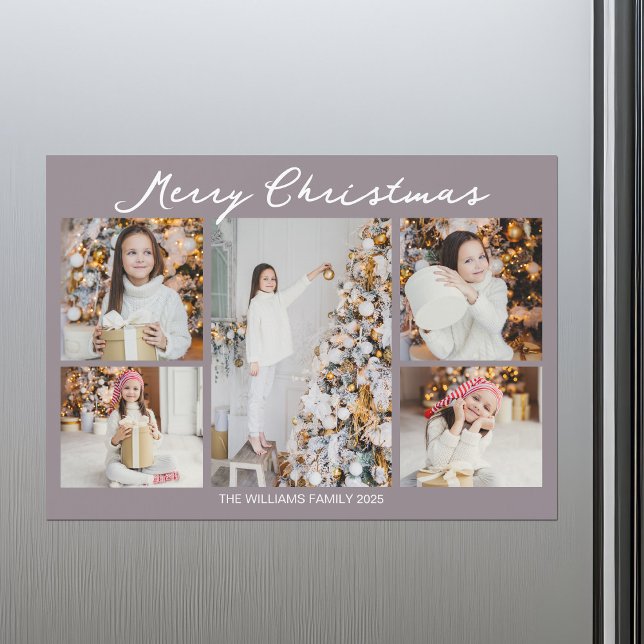 Pale Mauve Merry Christmas Photo Magnet Card (Criador carregado)