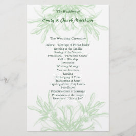 Pale Mint e White Floral Weding Program
