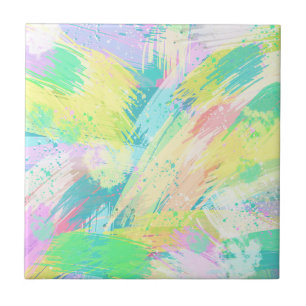 Pale Pastel Abstrato Art Turquoise Amarelo