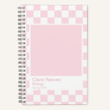Pale Pink and White Checkerboard Notebook