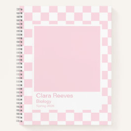 Pale Pink and White Checkerboard Notebook