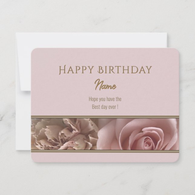 Pale Pink Rose Happy Birthday Greeting Card (Frente)