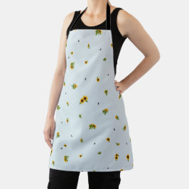 Pale Sky Japanese Sunflower Floral Pattern