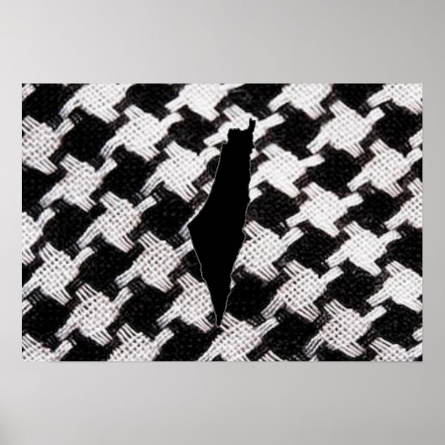 Palestina - Carvalho com Poster de Mapa (Frente)