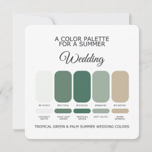 Paleta de Cartão de Casamento de Verão Palma Verde