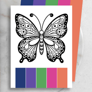 Paleta de cores Borboleta Adultos Cartões colorido