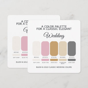 Paleta de Cores de Casamento Rosa e Dourado Cartão