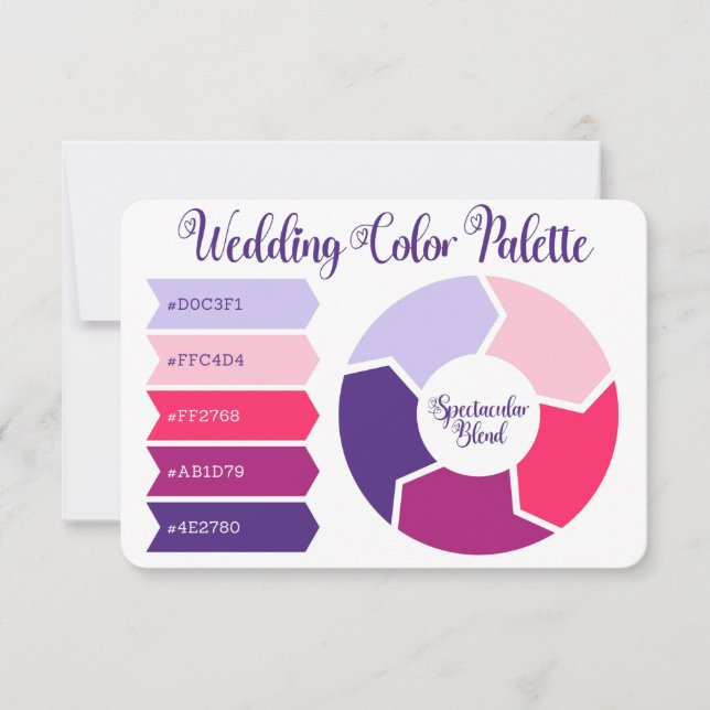 Paleta de Cores de Casamento Rosa & Roxo Cartão de (Frente)