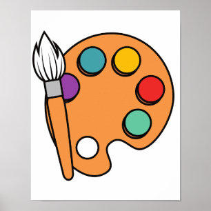 Paleta de cores 🎨 e pincel - Impressão artística