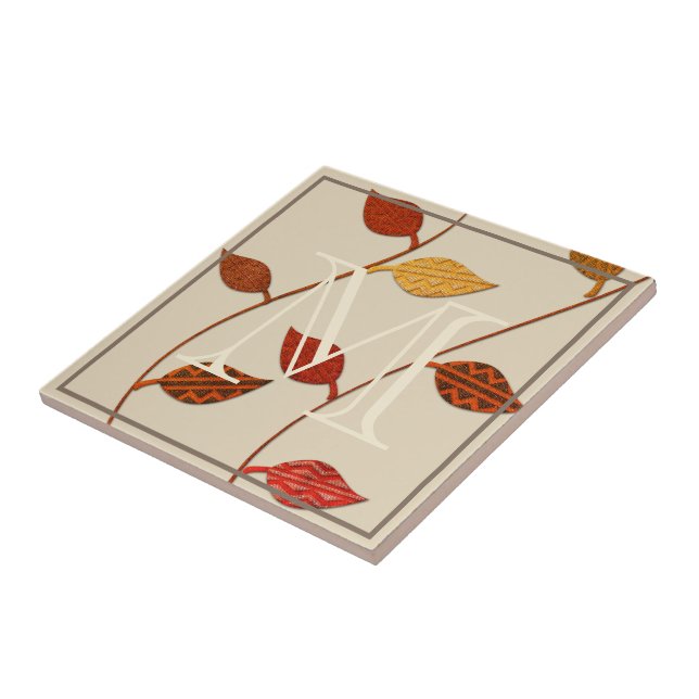 Paleta de outono deixa adicionar seu Azulejo monog (Lateral)