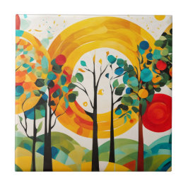 Paleta de outono, Floresta de Abstrato de Aquarela