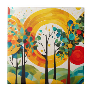 Paleta de outono, Floresta de Abstrato de Aquarela