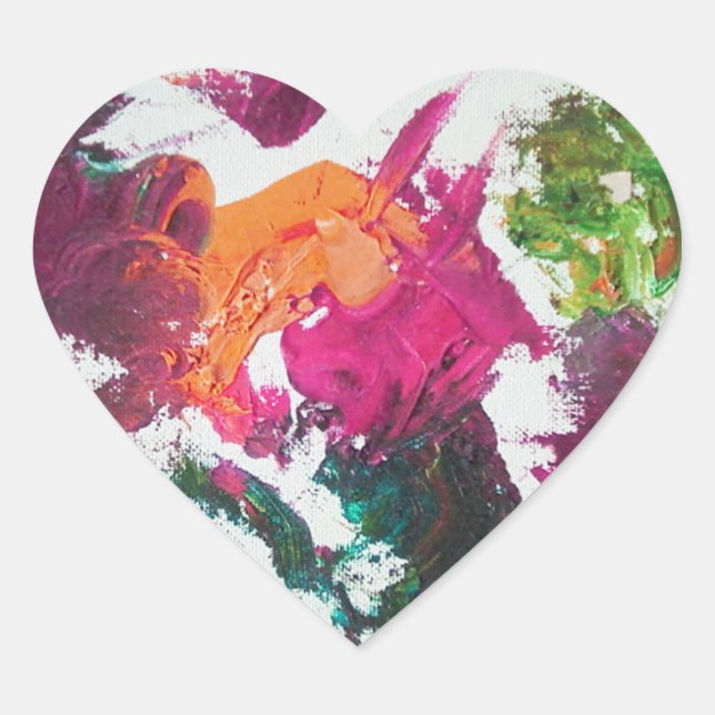 Paleta de tinta de óleo no adesivo de coração de a (Frente)