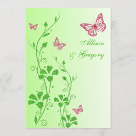 Palha, Borboletas Florais Verdes Convite De Casame