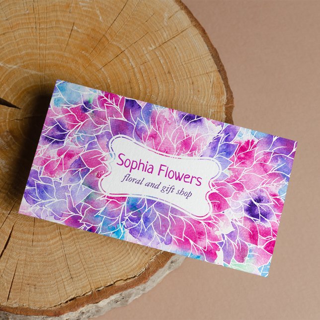 Palha cor-de-rosa violeta pintada aquarela floral (Pink violet teal hand painted watercolor floral )