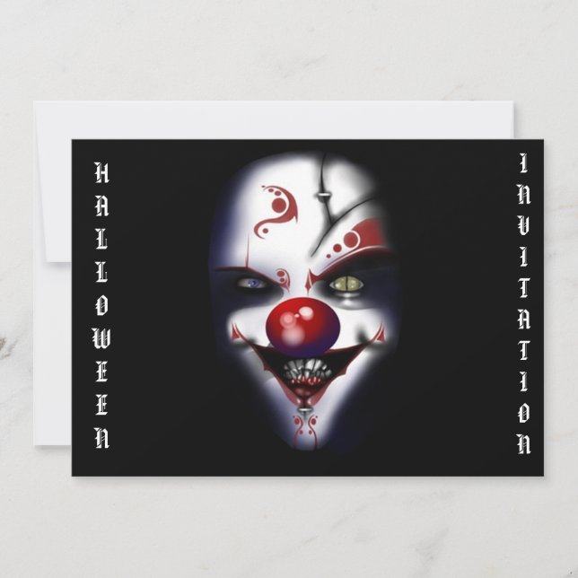 palhaço assustador do convite do Dia das Bruxas (Frente)
