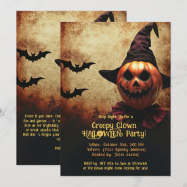Palhaço assustador Halloween Bash Convite