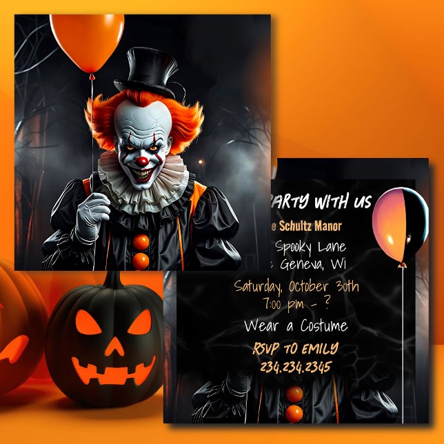 Palhaço aterrorizante segurando balões do Hallowee (Criador carregado)