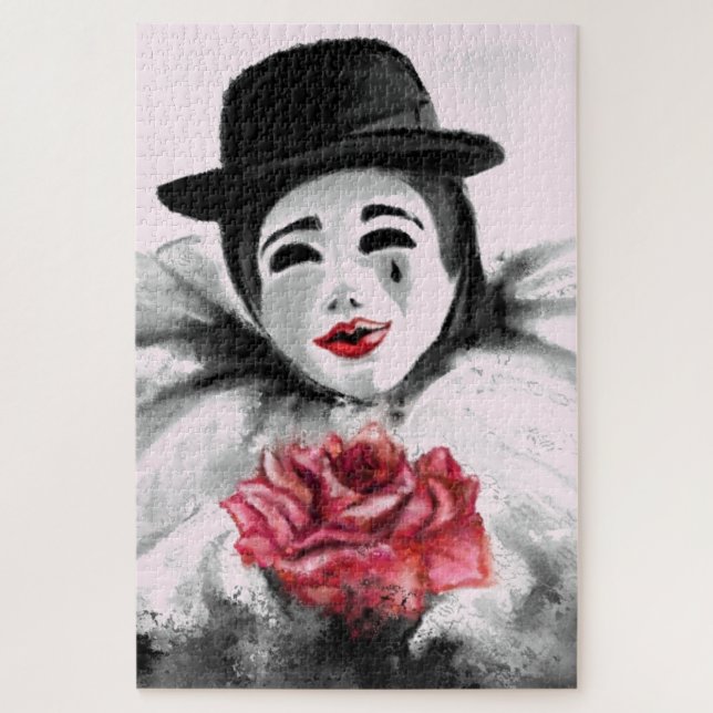 Palhaço com Rosa Jigsee Quebra-cabeça - Presente - (Vertical)