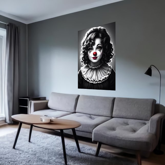 Palhaço de arte negra e branca | AI Art Poster (Criador carregado)