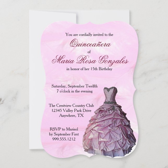 Palhaço Rosa e Penas Quinceañera Convites (Frente)