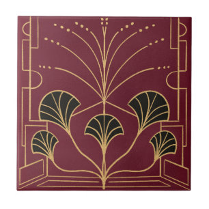 Palhetas de azulejo vermelho-chic Art deco cherry