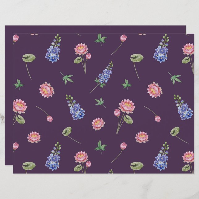 Palhetas de Nascimento Larkspur Water Lily Scrapbo (Frente/Verso)