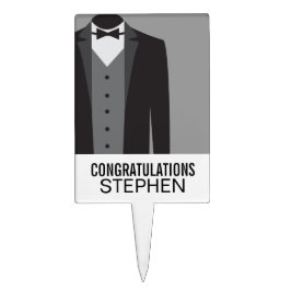 Palitinhos Decorados Topper Tuxedo Cake do Groom Personalizado